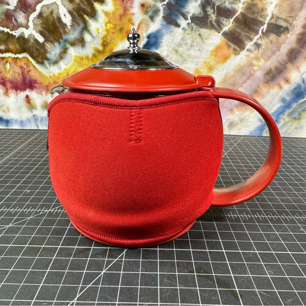 Bonjour Difuser Tea Pot With Jacket Pyrex Glass Prosperity Red 9912